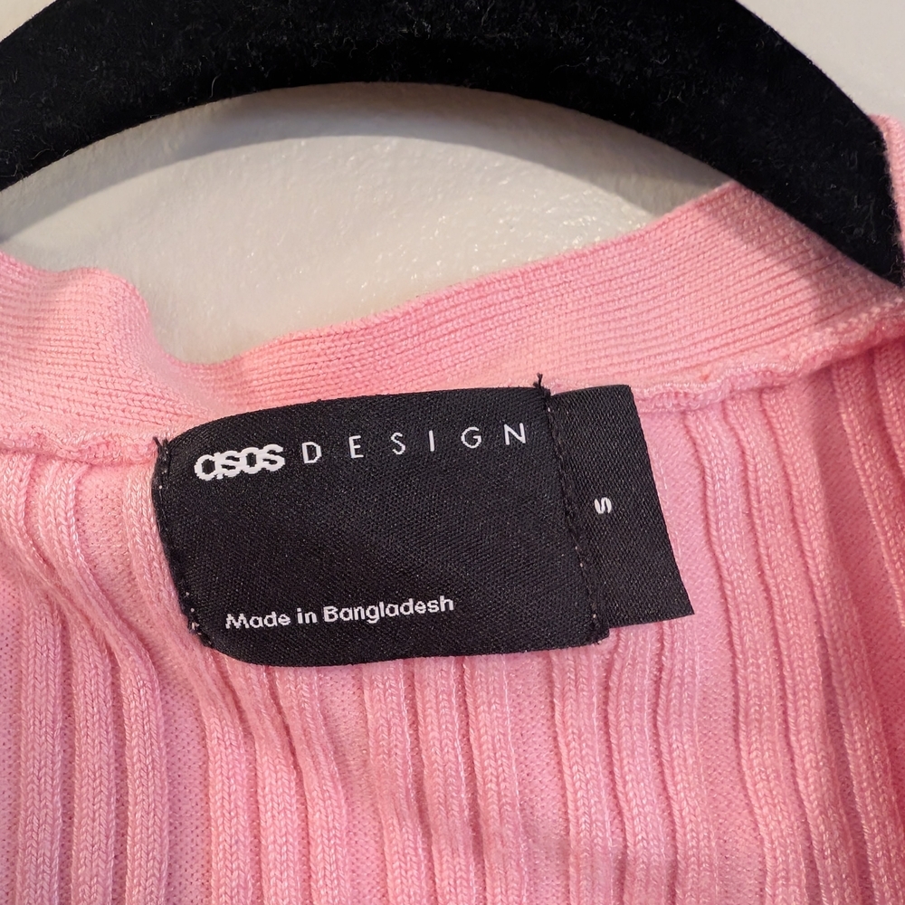 ✨5 For $50 ASOS Pink Button Front V-Neck Cardigan Size S - Picture 3 of 4